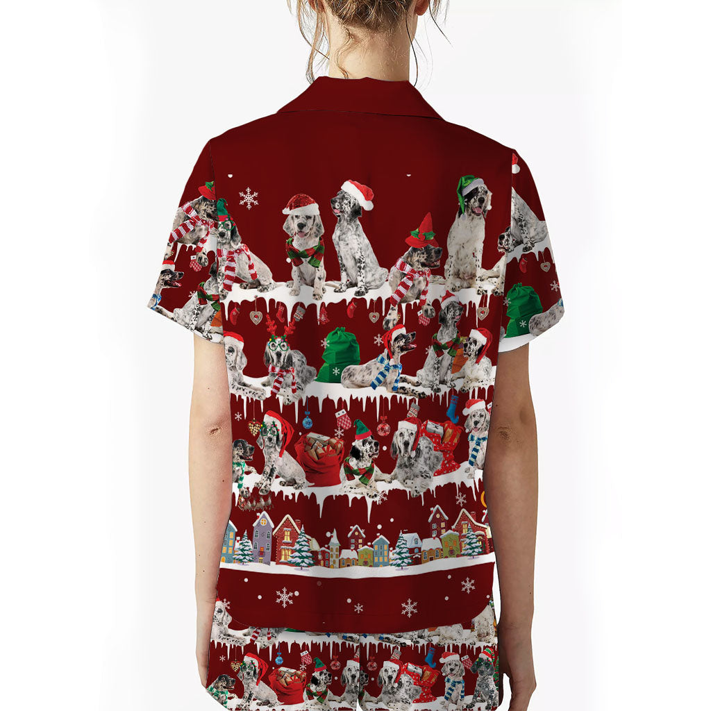 English Setter Snow Christmas Back