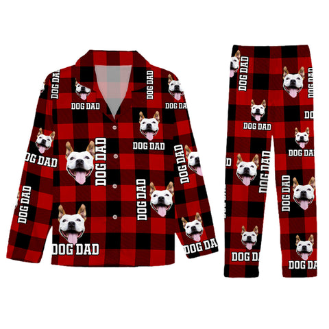 Pet Photo Flannel Satin Pajama Set - Family Christmas Pajamas Dog & Cat Mom Dad