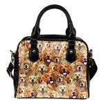 Golden Retriever Full Face Shoulder Handbag