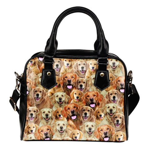 Golden Retriever Full Face Shoulder Handbag