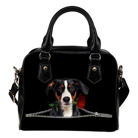 Appenzeller Sennenhund Rose Zipper Shoulder Handbag