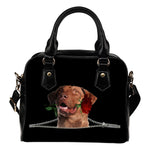 Chesapeake Bay Retriever Rose Zipper Shoulder Handbag