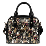 French Bulldog Full Face Shoulder Handbag