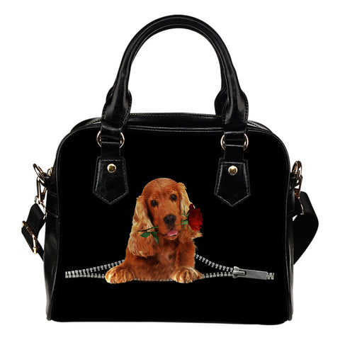 English Cocker Spaniel 2 Rose Zipper Shoulder Handbag