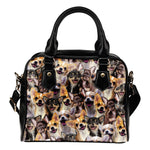 Chihuahua Full Face Shoulder Handbag