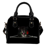 Finnish Lapphund Rose Zipper Shoulder Handbag