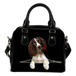 English Springer Spaniel Rose Zipper Shoulder Handbag