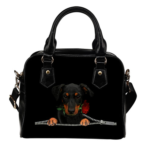 Jagdterrier Rose Zipper Shoulder Handbag