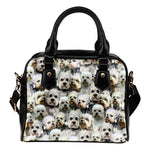 Dandie Dinmont Terrier Full Face Shoulder Handbag