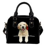 Labrador Retriever Rose Zipper Shoulder Handbag