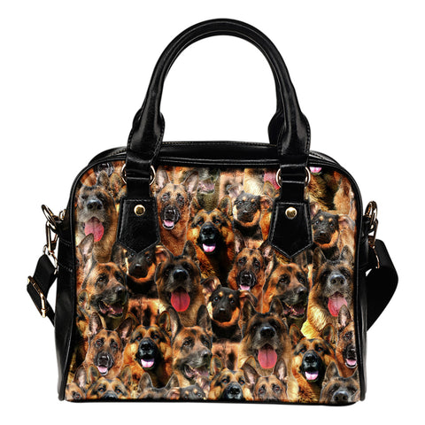 German Shepherd Full Face Shoulder Handbag