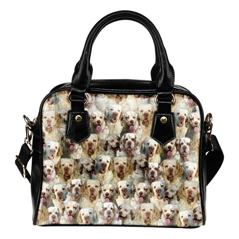 Clumber Spaniel Full Face Shoulder Handbag