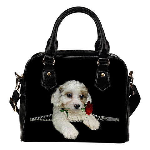 Cavachon Rose Zipper Shoulder Handbag