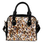 English Bulldog Full Face Shoulder Handbag