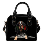 Bluetick Coonhound Rose Zipper Shoulder Handbag