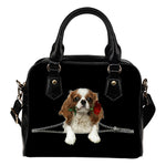 Cavalier King Charles Spaniel Rose Zipper Shoulder Handbag