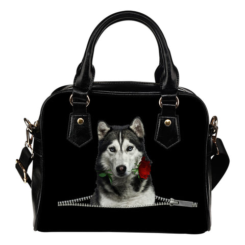 Husky Rose Zipper Shoulder Handbag