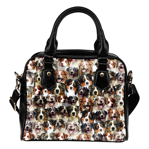 Australian Shepherd Full Face Shoulder Handbag