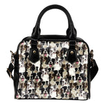 Border Collie Full Face Shoulder Handbag