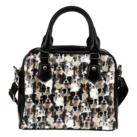 Border Collie Full Face Shoulder Handbag