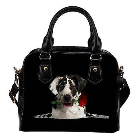 Great Dane Rose Zipper Shoulder Handbag