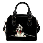 English Setter Rose Zipper Shoulder Handbag