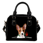 Basenji Rose Zipper Shoulder Handbag