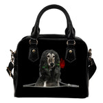 Afghan Hound Rose Zipper Shoulder Handbag