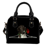 Borzoi Rose Zipper Shoulder Handbag