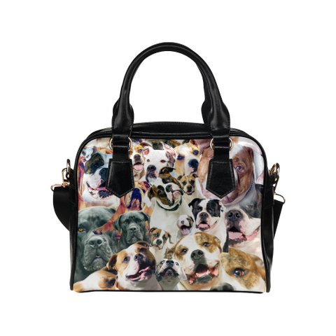 American Bulldog Face Shoulder Handbag