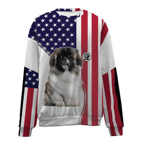 Pekingese-USA Flag-Premium Sweater