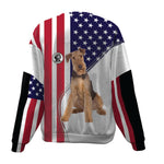 Airedale Terrier-USA Flag-Premium Sweater