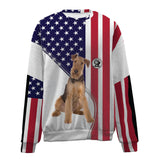 Airedale Terrier-USA Flag-Premium Sweater