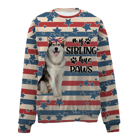 Alaskan Malamute-American Flag-Premium Sweater