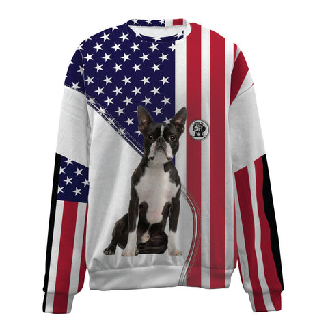 Boston Terrier-USA Flag-Premium Sweater