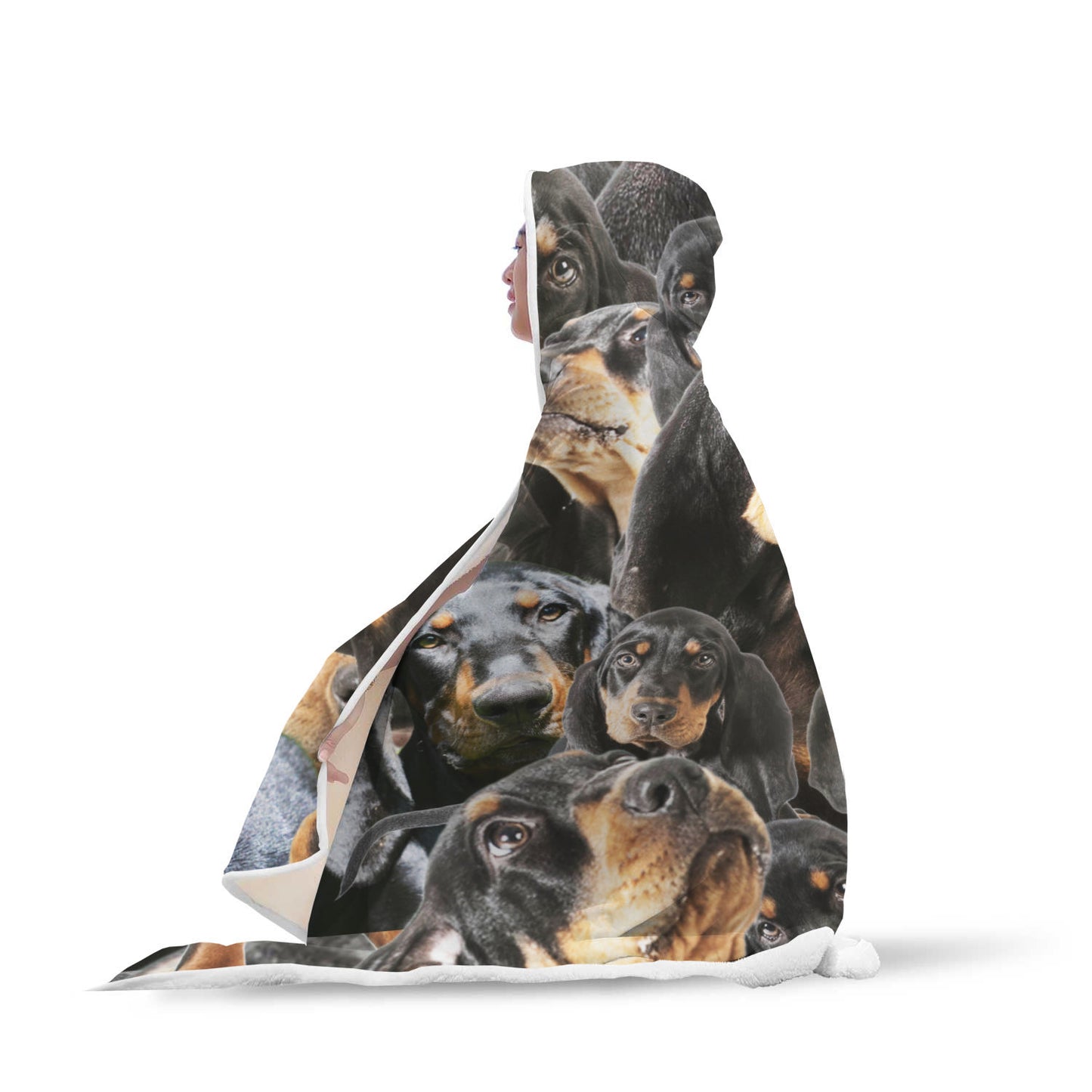 Black and Tan Coonhound Hooded Blanket