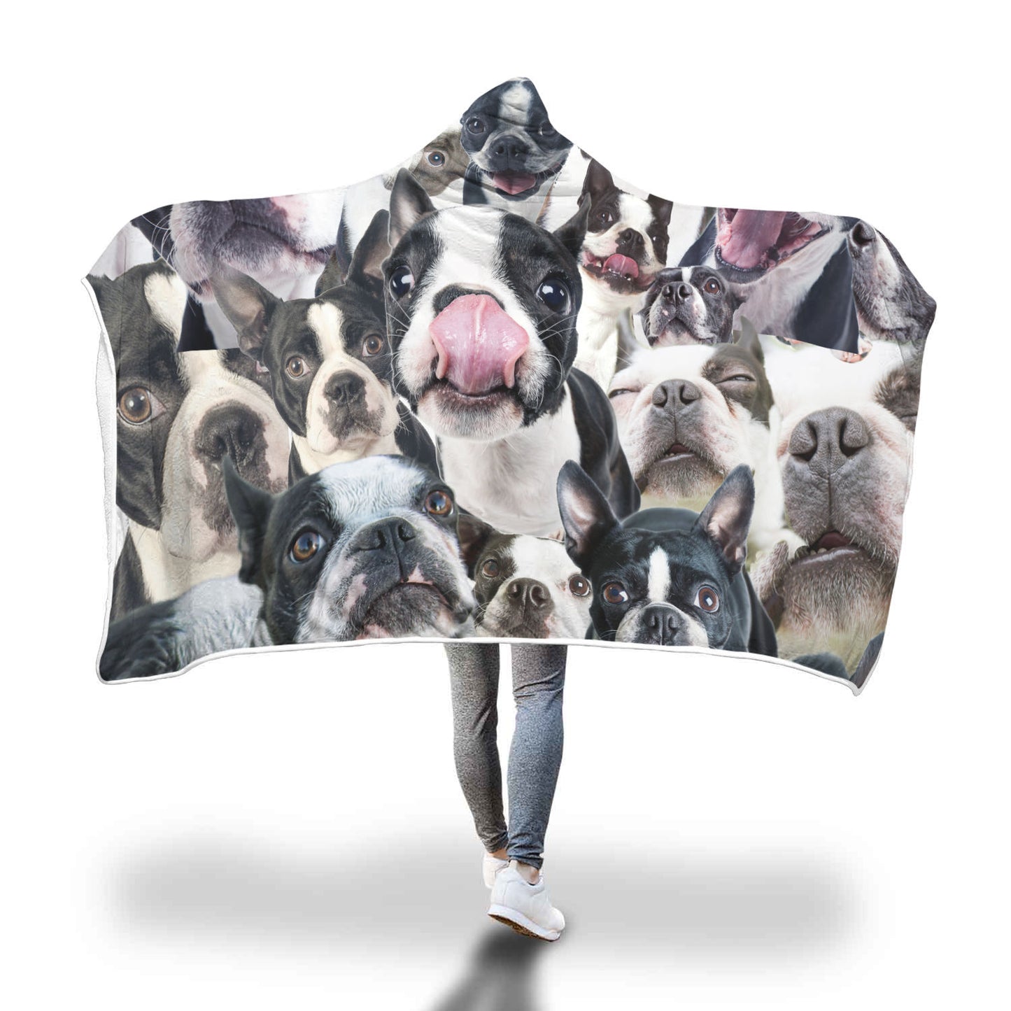 Boston Terrier Hooded Blanket