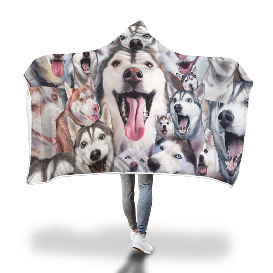 Siberian Husky Hooded Blanket