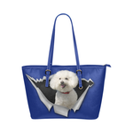 Bichon Frise Leather Tote Bag