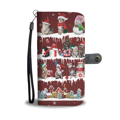 Cat Snow Christmas Wallet Case