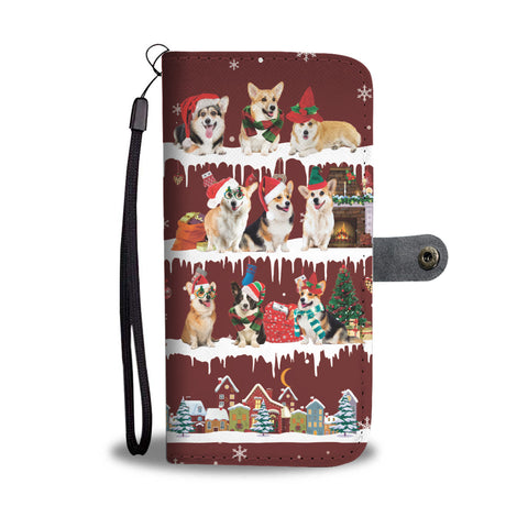 Welsh Corgi Snow Christmas Wallet Case