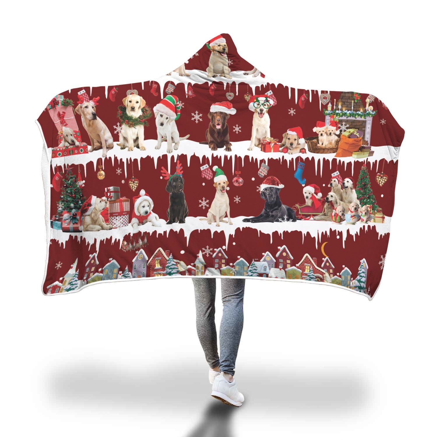 Labrador Retriever Snow Christmas Hooded Blanket