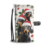 Dachshund Santa Hat Christmas Wallet Case