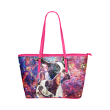 Boston Terrier Leather Tote Bag