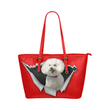 Bichon Frise Leather Tote Bag