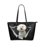 Bichon Frise Leather Tote Bag