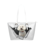 Bichon Frise Leather Tote Bag