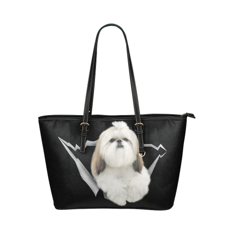 Shih Tzu Leather Tote Bag