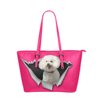 Bichon Frise Leather Tote Bag