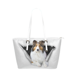 Shetland Sheepdog Leather Tote Bag